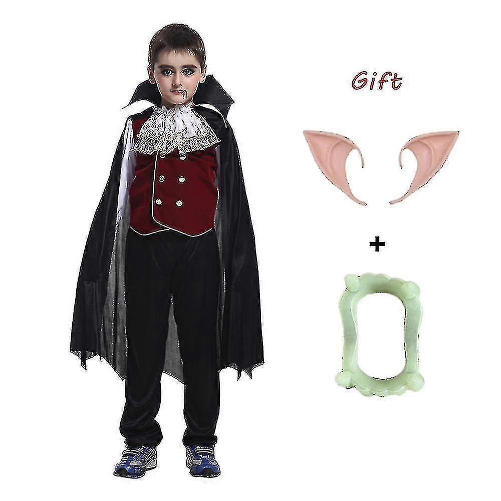 תחפושת ערפד ליל כל הקדושים עם גלימה שיני ערפד ואוזני שדון עבור נער ילדה קרנבל מסיבת חג