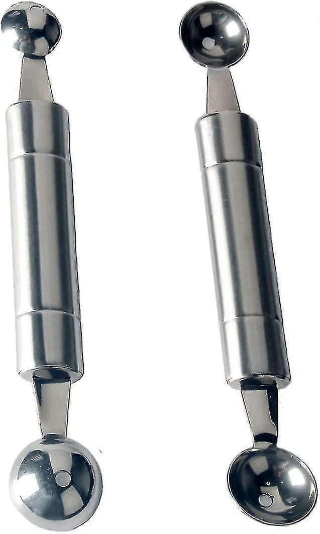 Stainless Steel Double-headed Melon Baller (silver) (2pcs)
