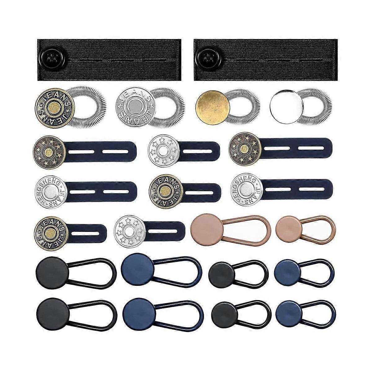 Button Extenders for Jeans, 6 Sizes Pants Button Waistband Extender, Flexible Adjustable Elastic Wa