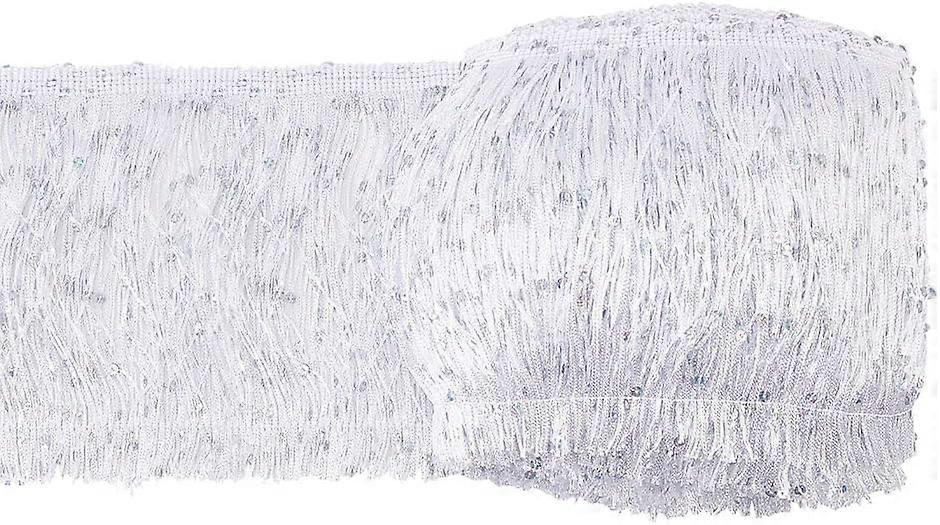 11 Yards Polyester Fringe Trimmings 5.9 Inch Wide Chainette Fringe Trim White Sewing Fringe Trim Decorative Fringe Trim with Glitter Sequins for Sewin