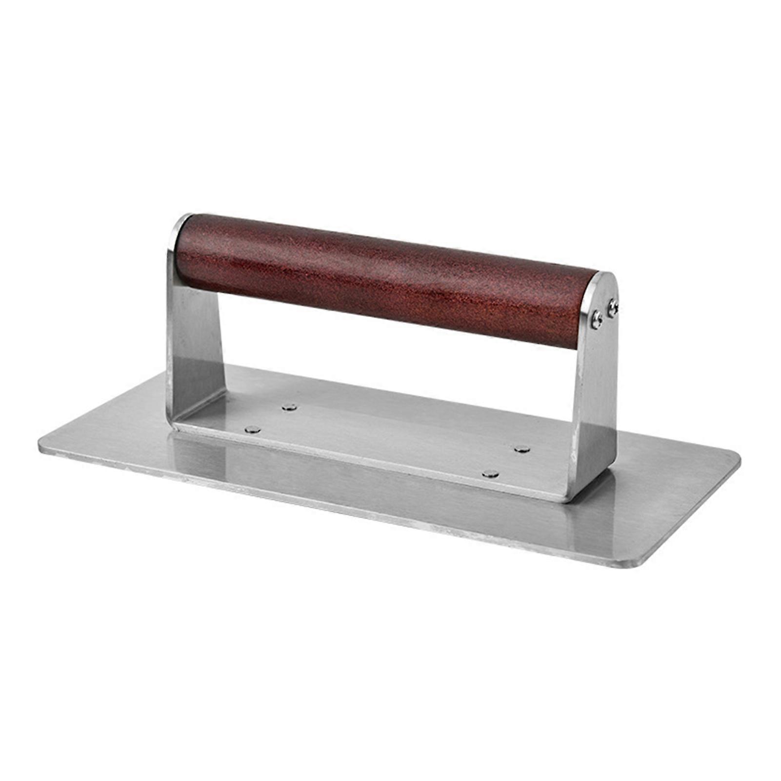 Stainless Steel Burger Press Hamburger Bacon Press Heavy Duty Meat Smasher with Wood Handle Grill Tool for BBQ Panini Beef Sausage