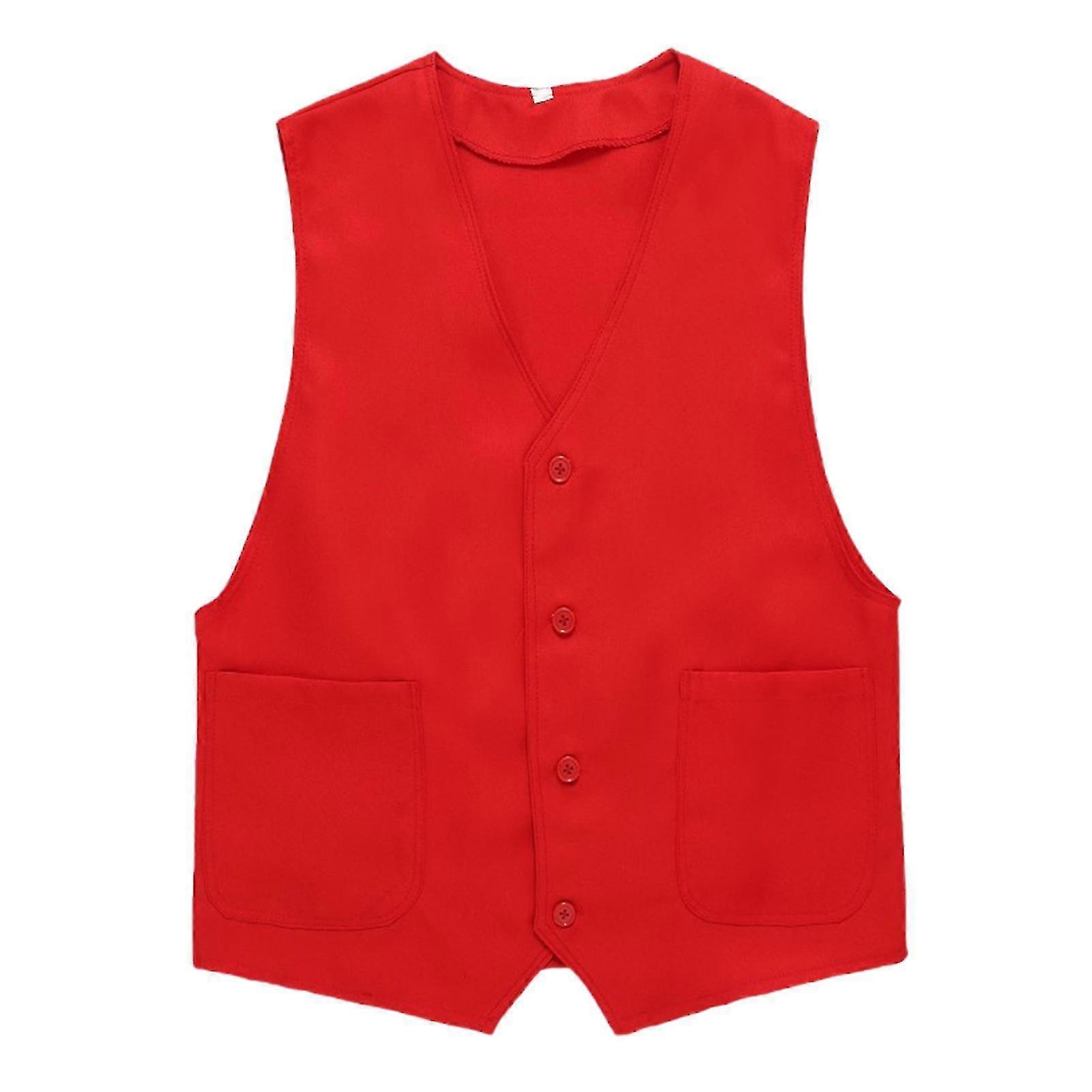 İş Elbiseleri Yelek V Yaka Kolsuz Düz Renk Tek Düğmeli Düğmeler İş Elbiseleri Cepler Hırka Topluluk İşçileri Balıkçılık İçin Yelek