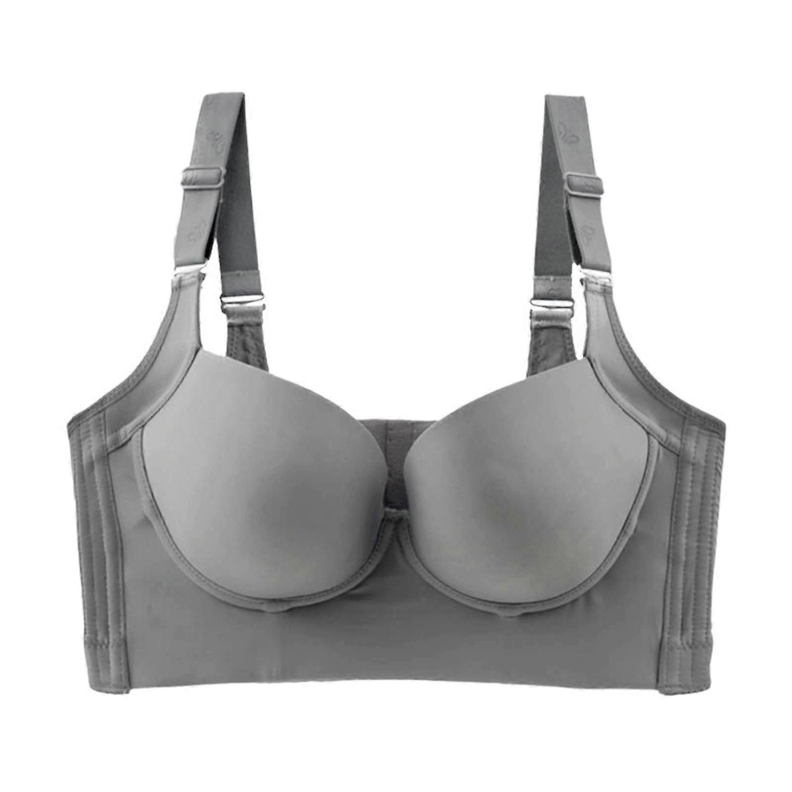 Deep Cup Push-up Bra 7-Hook Hides Back Fat Sponge Brassiere Wheel-Free 3/4 Cup