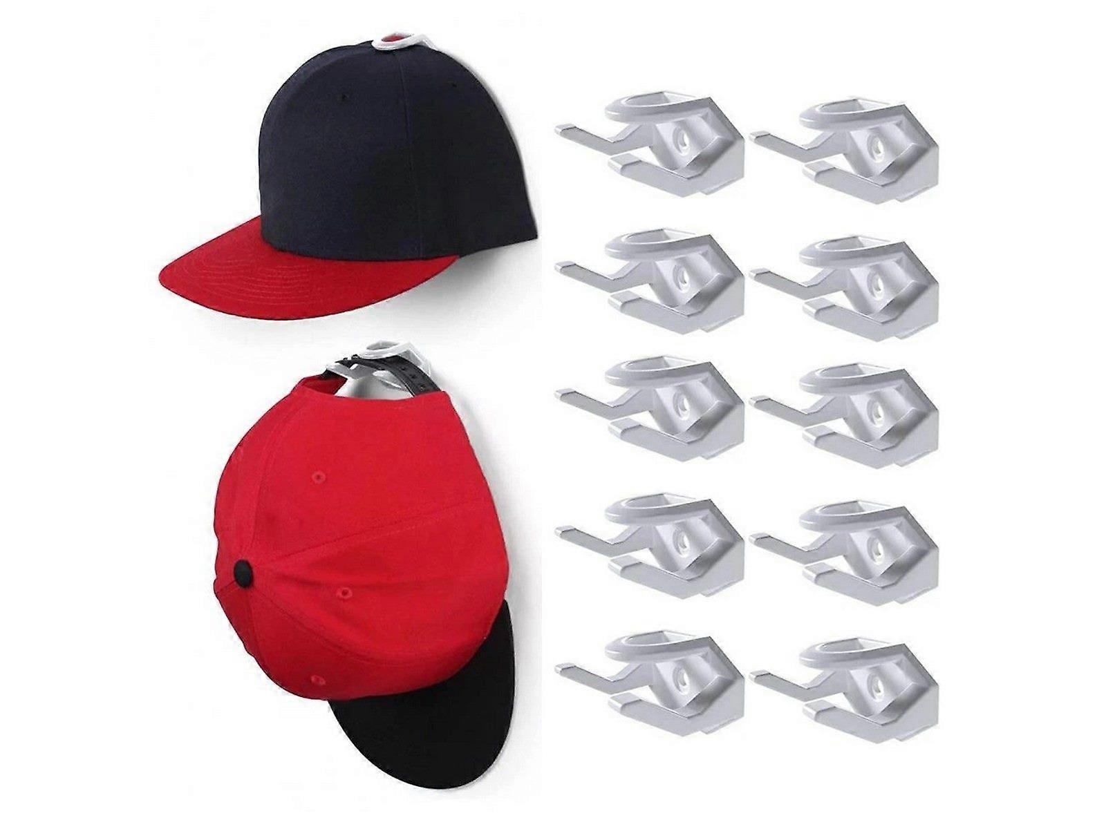 10Pcs Adhesive Hat Hooks White Caps Display Rack Hat Hangers for Baseball Caps