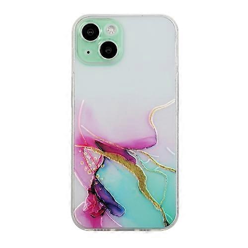 For iPhone 15 Hollow Marble Pattern TPU Straight Edge Mobile Phone Case