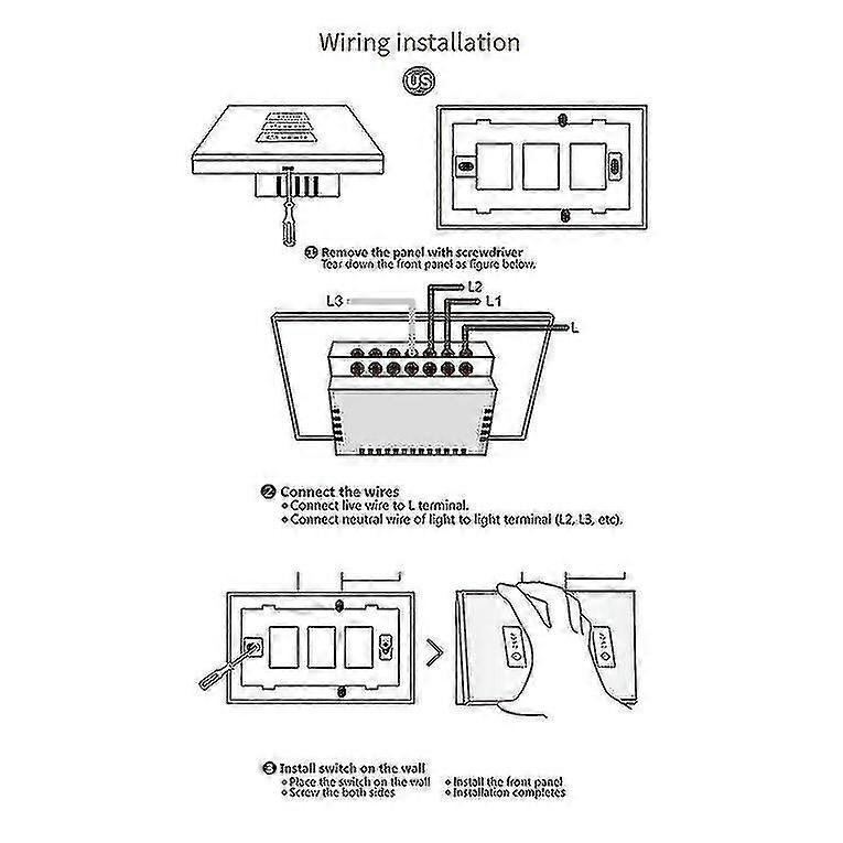 Funry St2-3-r Us Smart Remote Control Wall Touch Switch Waterproof Led
