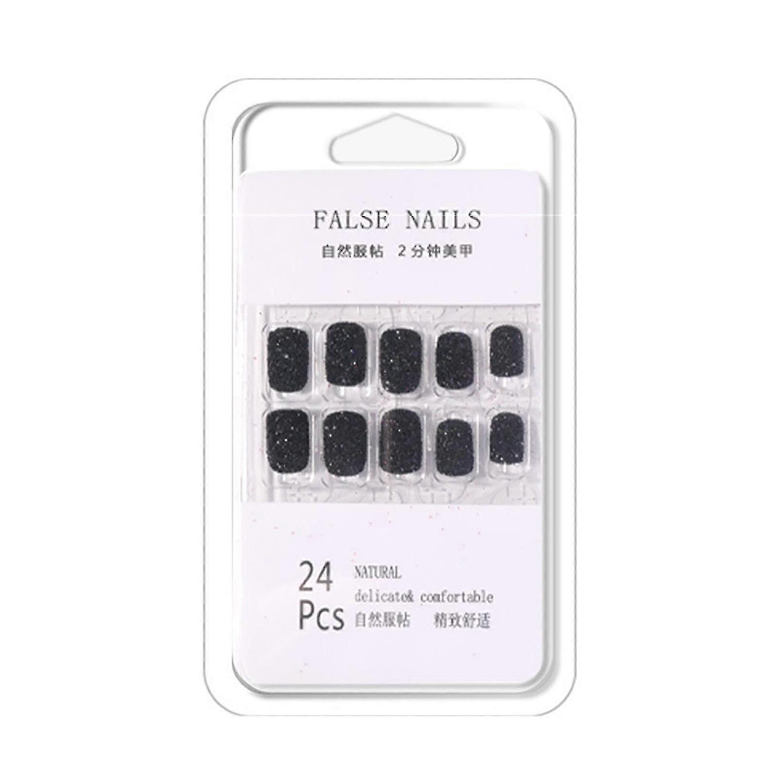 Nail Art Patches Wearing Nails 24 Pieces Short Square Fake Nails With Jelly Glue Patches