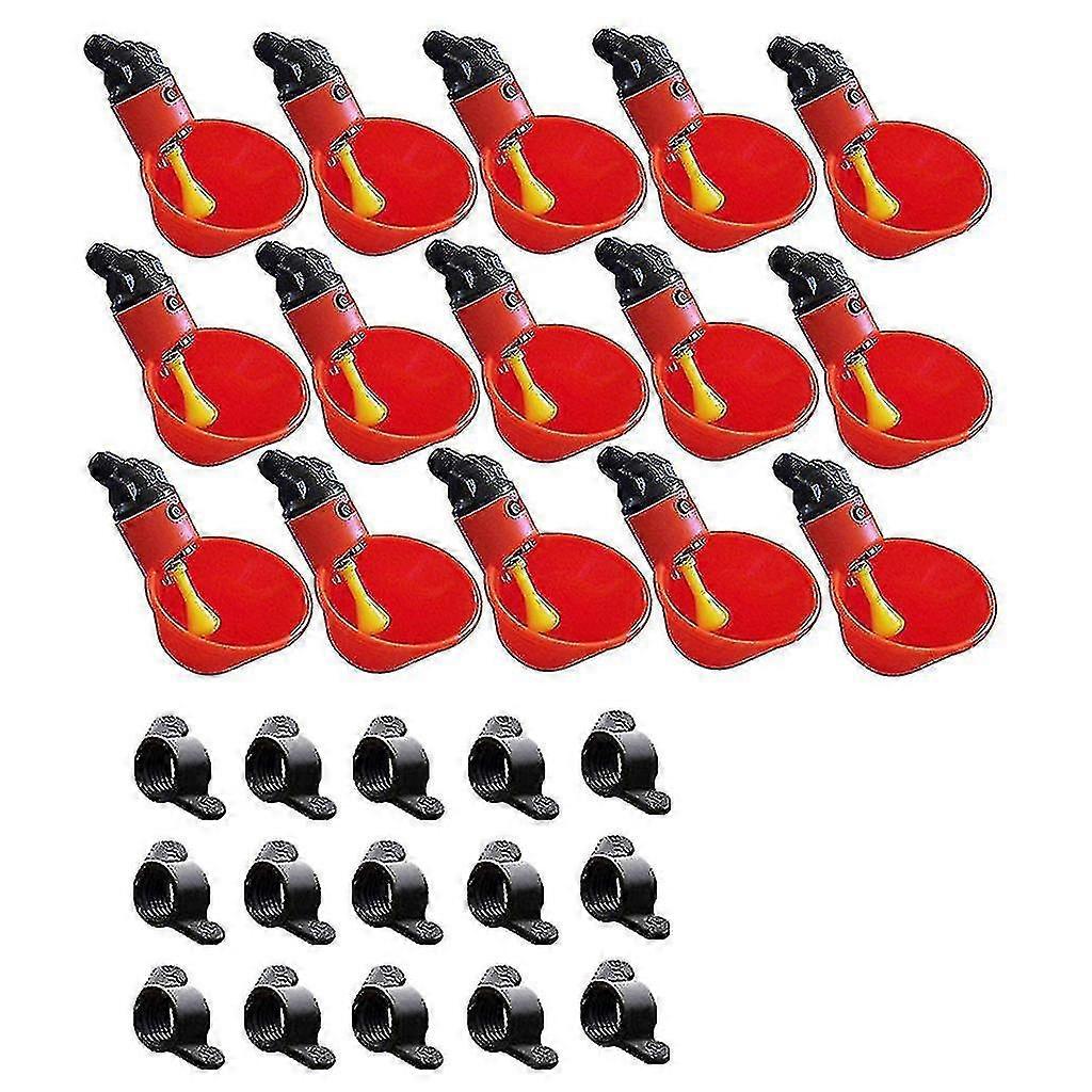 Feed Automatic Bird Coop Poultry Chicken Drinker Water Drinking Cups 15pcs