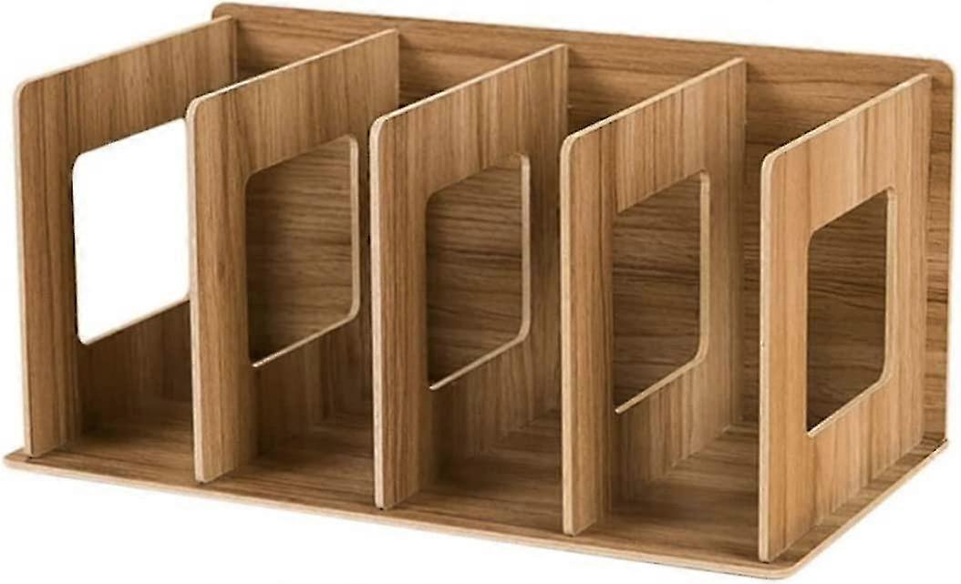Wooden Cd Rack Desktop Book Storage Shelf Stand 4 Sections Diy Dvd Organizer Cherry Woodcherry Wood1pc