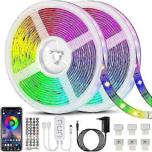Striscia Led da 20 m (10 m * 2) Striscia led Rgb 5050 Led Striscia luminosa multicolore flessibile con telecomando a 40 tasti