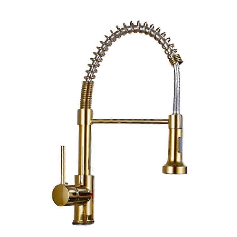 MIMIGO Gold Kitchen Faucet with Sprayer,Modern Single Handle High-Arc Pull Out Kitchen Sink Faucet with Pull Down Sprayer