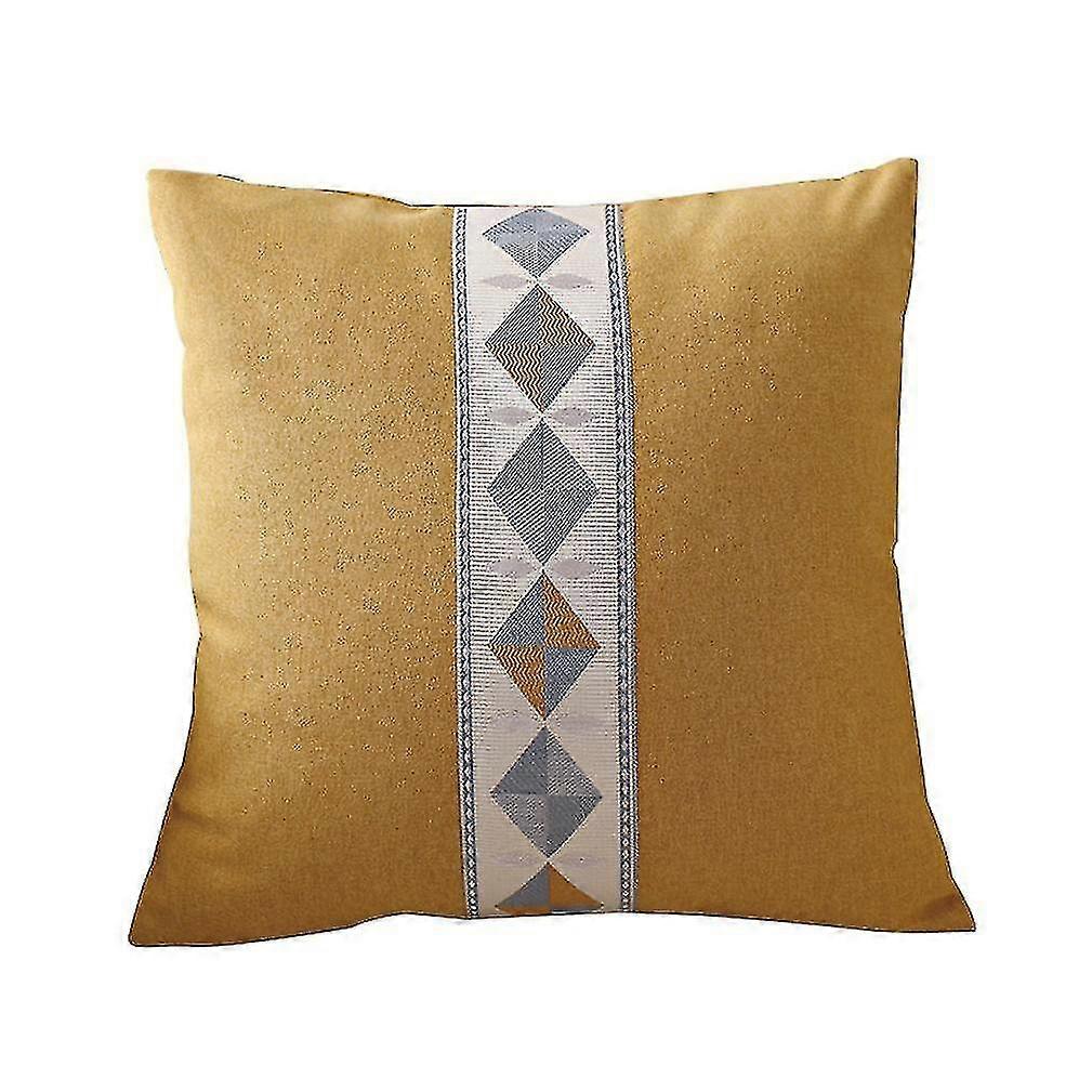 Yellow Cushion Cover Geometric Stereoscopic Embroidery Pillow Case 45x45cm
