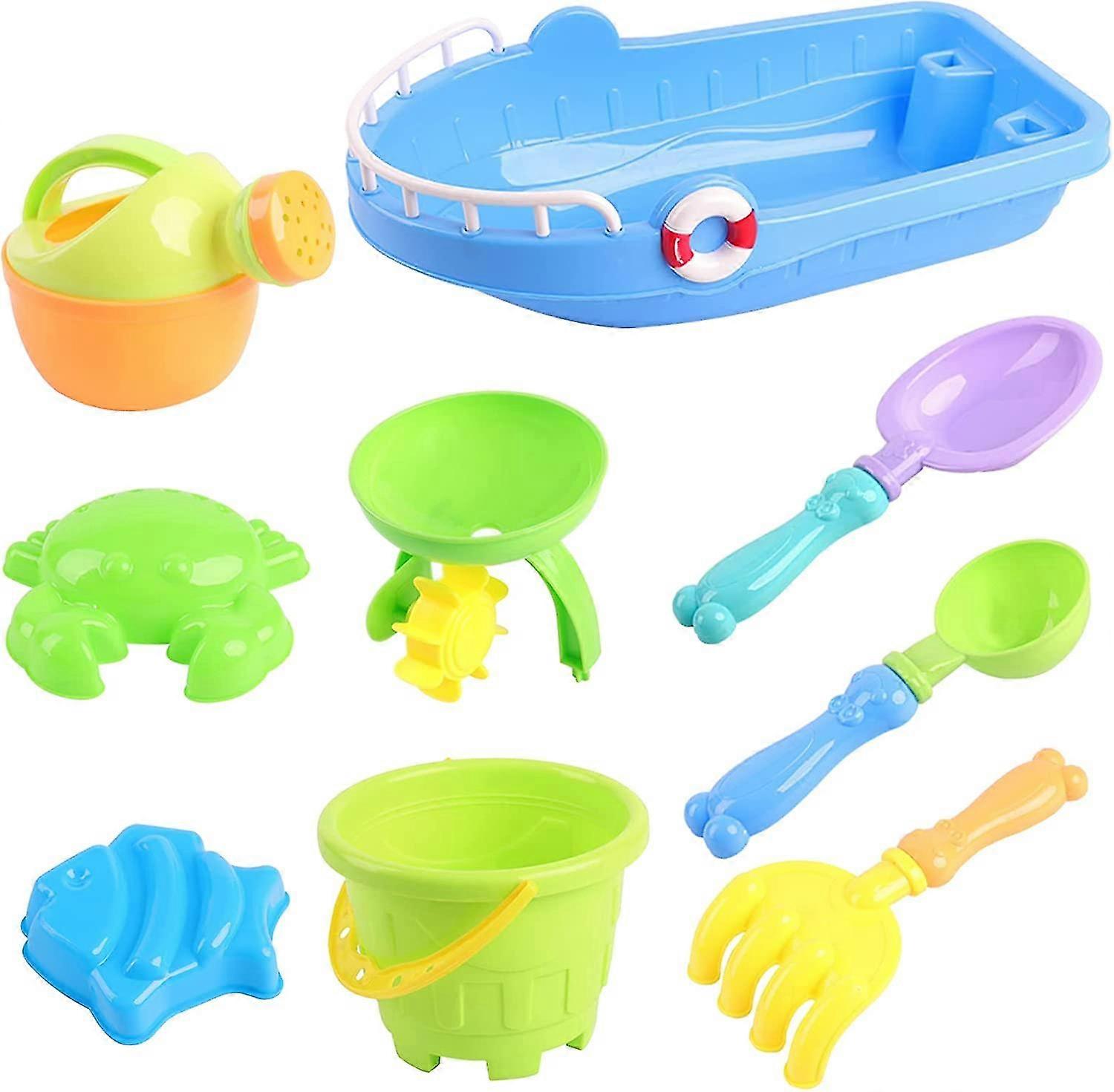 9 Pcs Beach Sand Toys Set Sand Molds Beach Play Shovel Buckets Castle Sandbox Bucket Shovels Summer Toy For Kids & Adults (random Color)