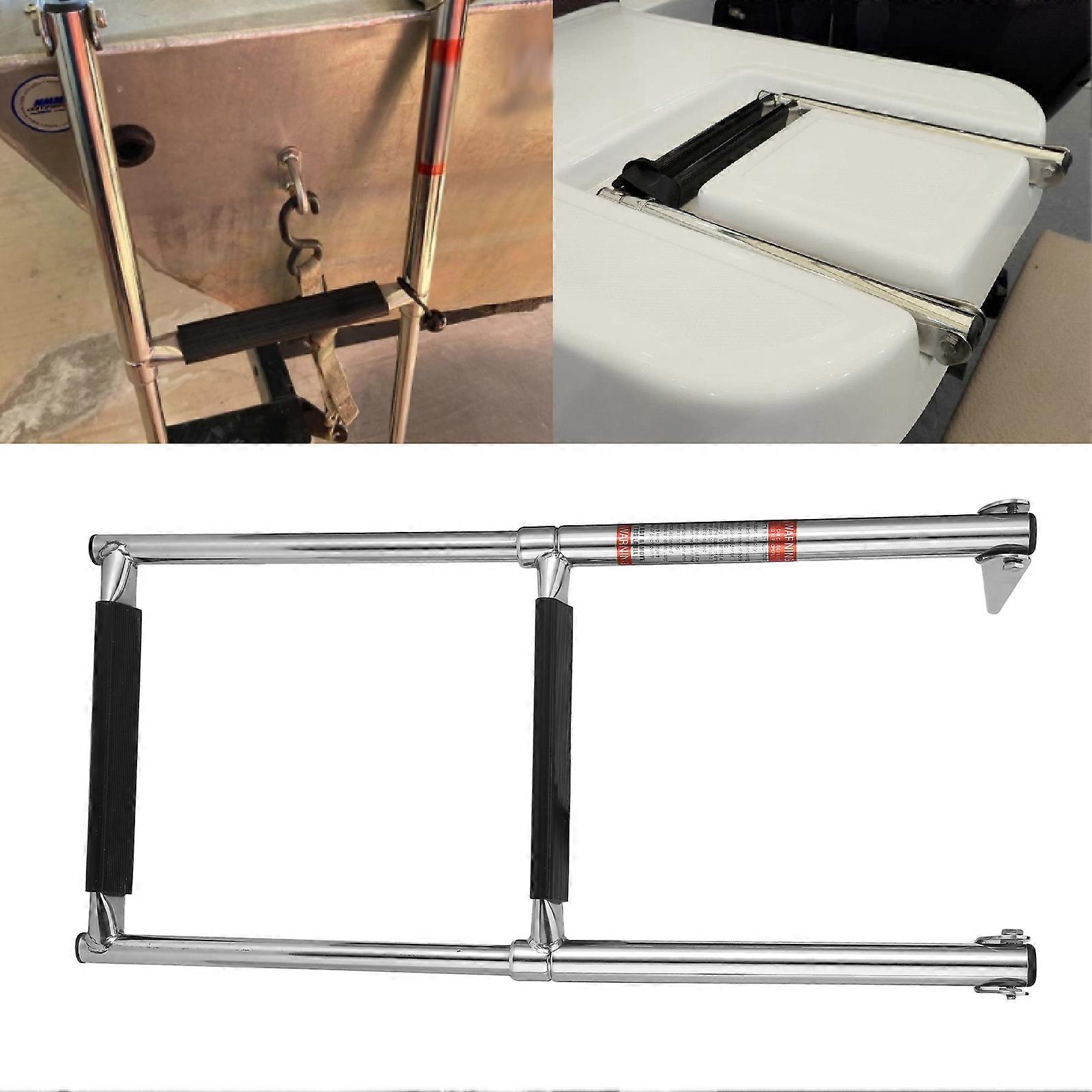 2 Steps Boat Ladder Folding Telescopic Stainless Steel for Pontoon Marine Yacht Upper Platform