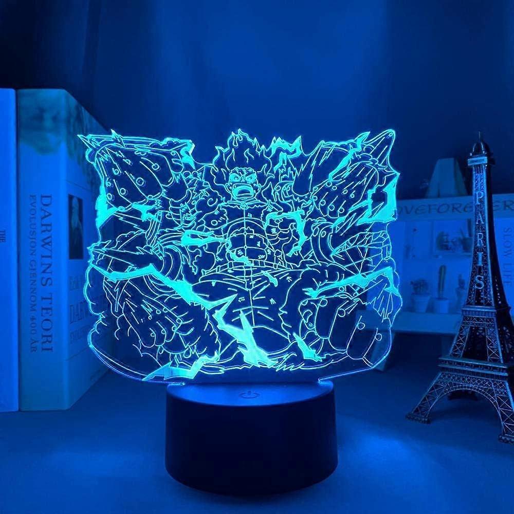 One Piece Luffy 3D Illusion Night Light Lamp Smart Touch, RGB Effect USB Cable Powered Creative 3D Japanese Anime Lamp