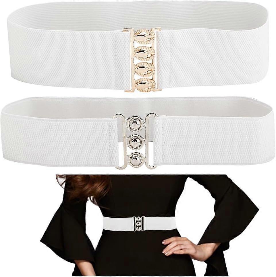 2 Styles Elastic Waist Belts Women Wide Waist Belt Comfortable Stretch Waist Belt Polyester Elastic Corset Belt