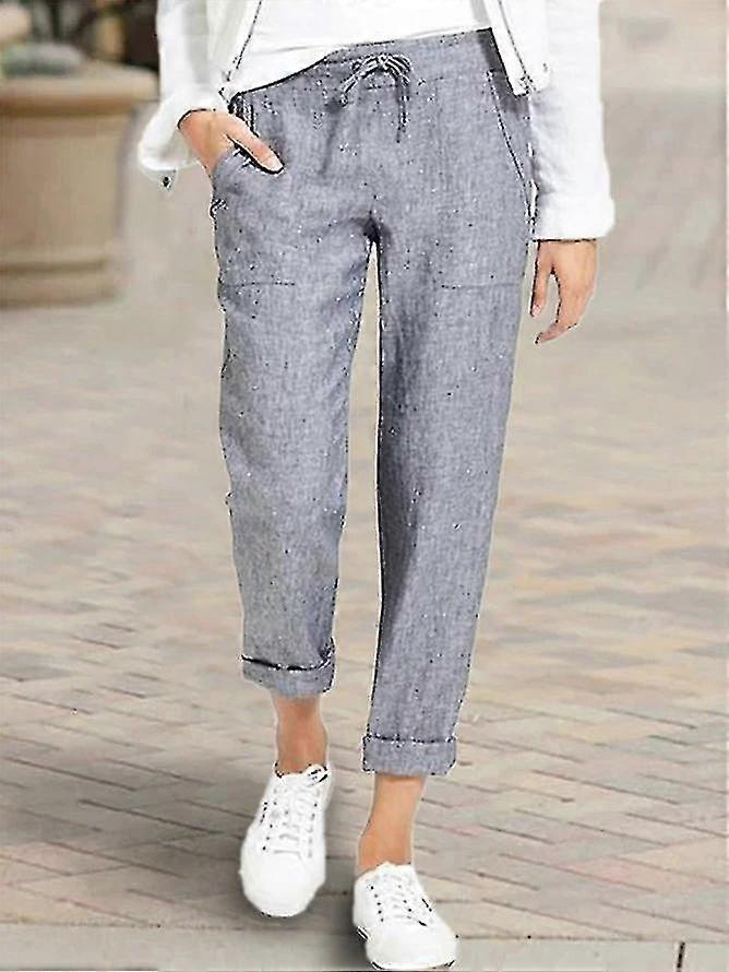 Women's Loose Pants Cotton And Linen Casual Pants Solid Color Pants With Pockets