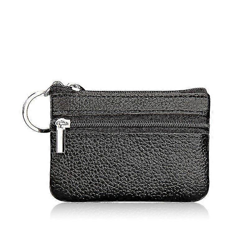 2 στρώματα Unisex Γυναίκες Άνδρες Δερμάτινο φερμουάρ Κάρτα νομισμάτων Βασική θήκη Μικρό μίνι πορτοφόλι πορτοφόλι