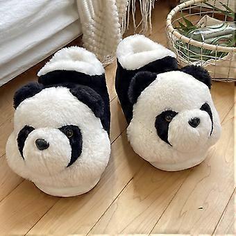 New Women Indoor Fluffy Slippers Cute Cartoon Panda Winter Warm Shoes For Couples Soft Plush Light Weight Women Men Home Slipper