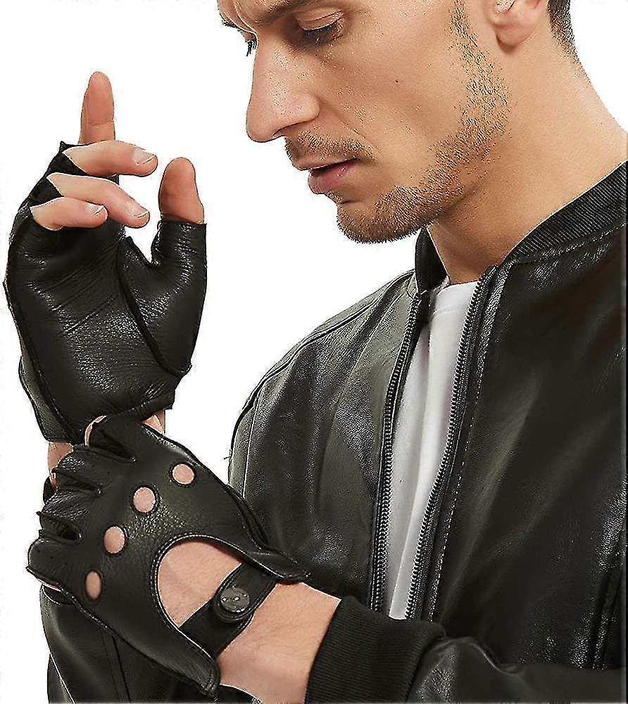 新しい-メンズドライビンググローブレザースエード。フィンガーレス裏地なしミット