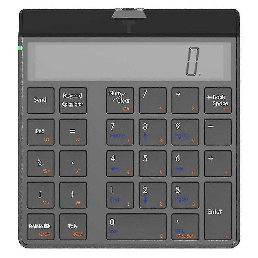 Numeric Keypad 4.0 Bluetooth Keyboard With Display Calculator Function 2 In 1 Number Pad And Calculator Black