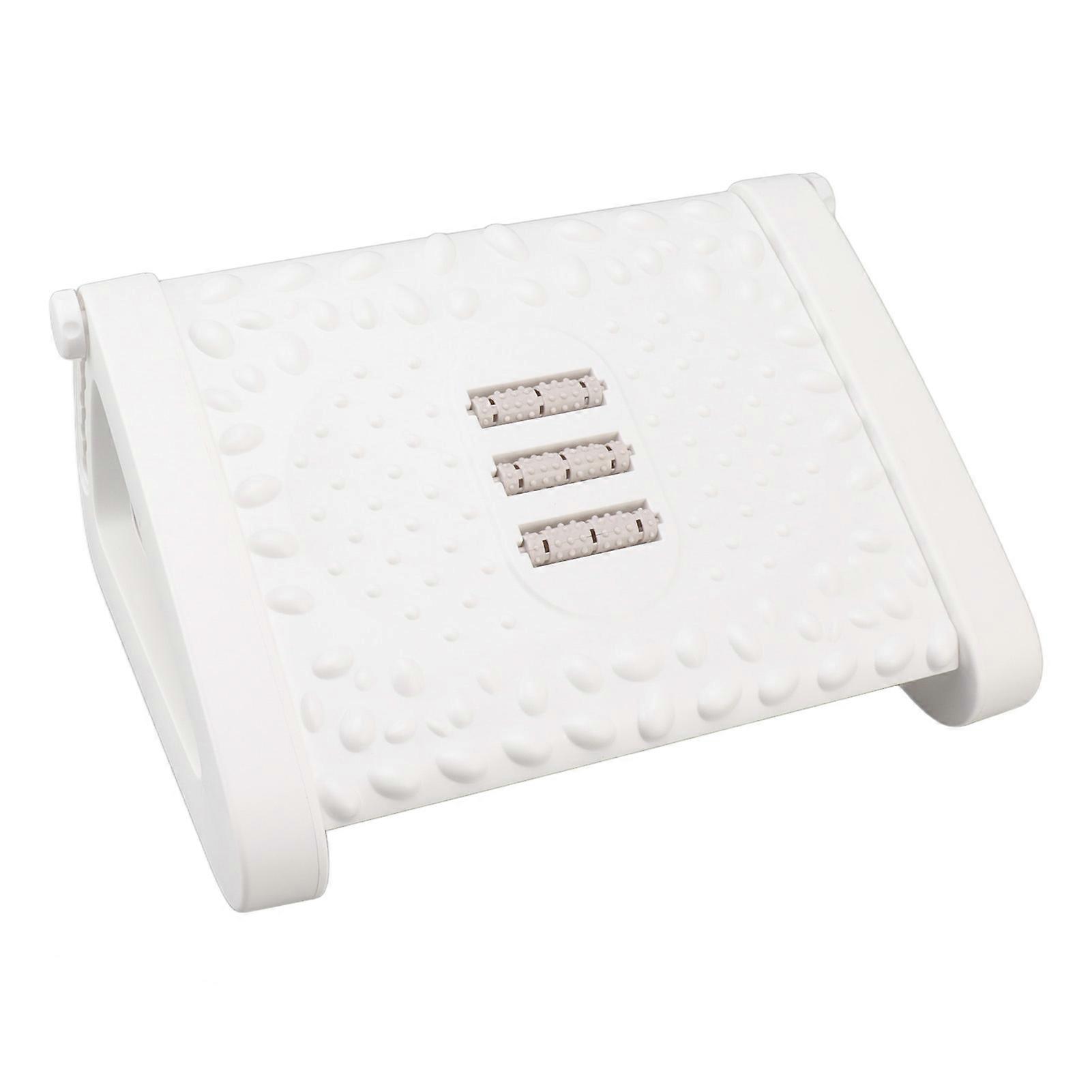 Under Desk Footrest 6 Height Adjustable Ergonomic Foot Stool with Massage Texture and Roller compatible Office White