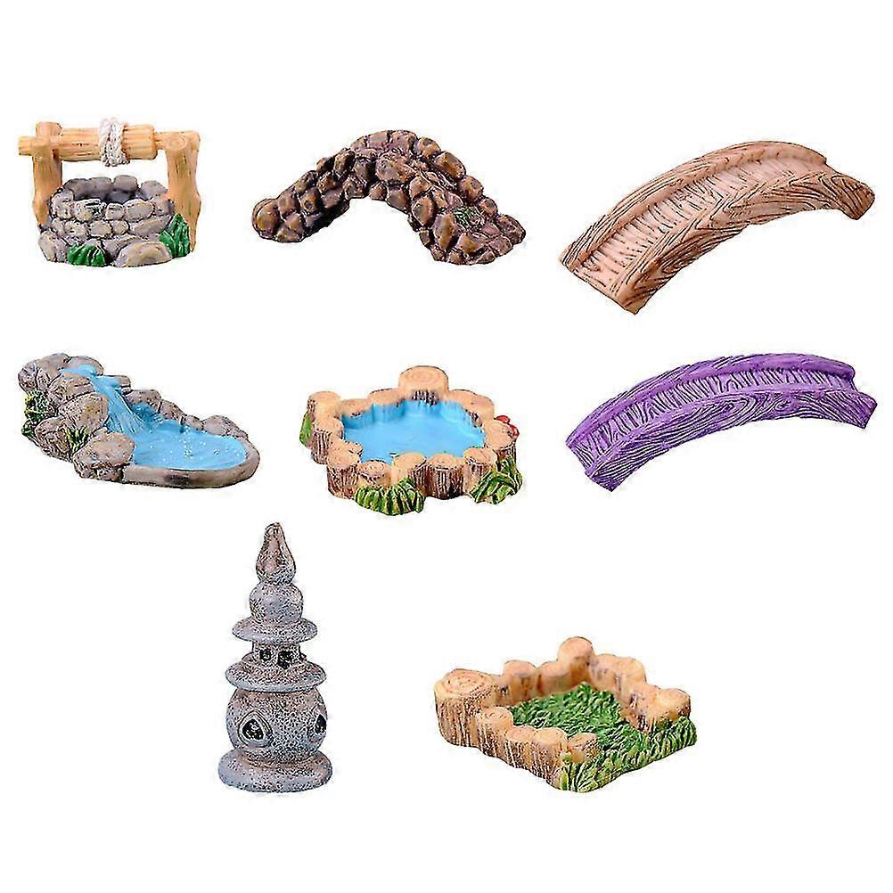8pcs Micro Landscape Adornments Decorative Resin Artware Ornaments (mixes Style)-c