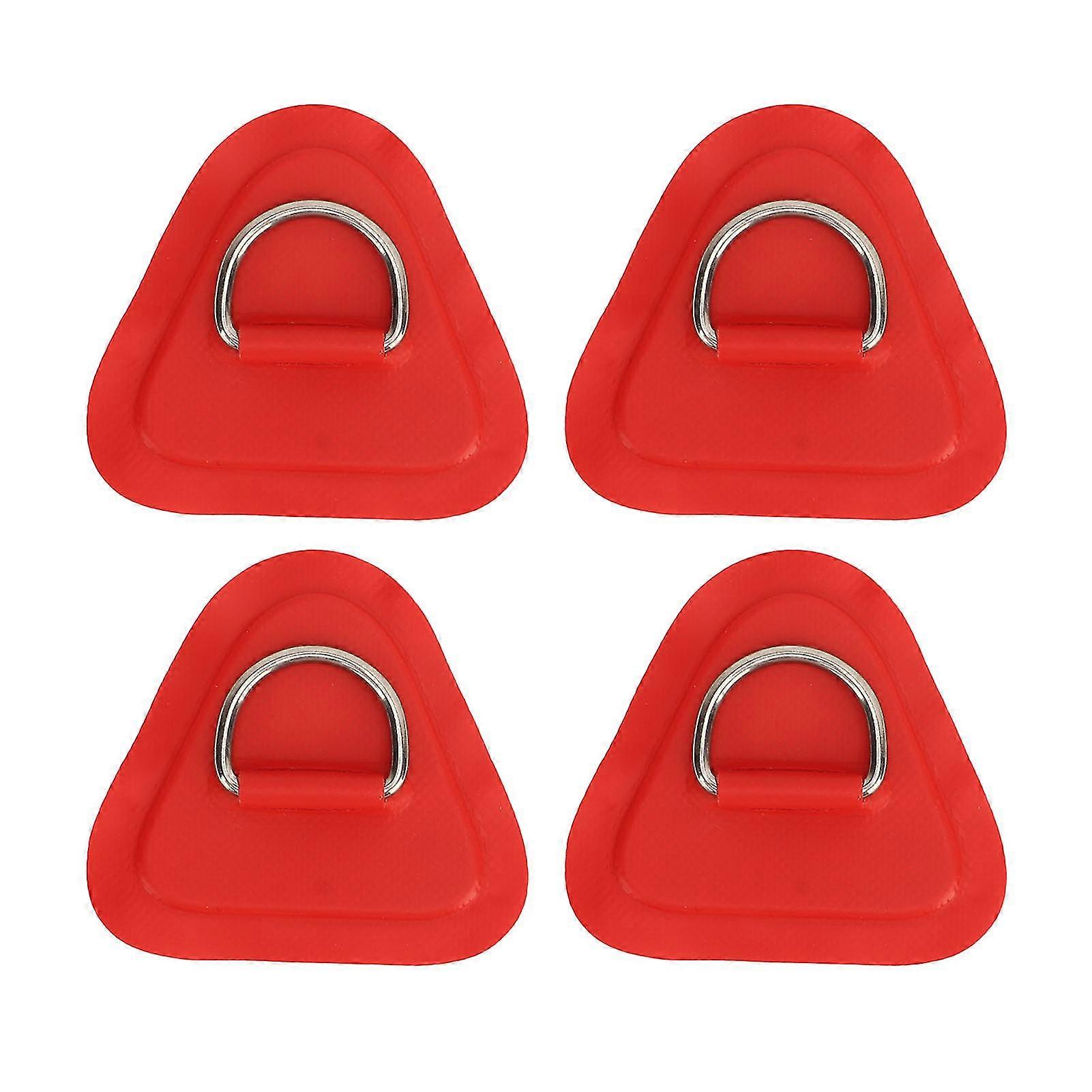 Edelstahl D-Ring-Patches (4 Stück) für Schlauchboot, Surfbrett, Beiboot, Paddelbrett - Rot