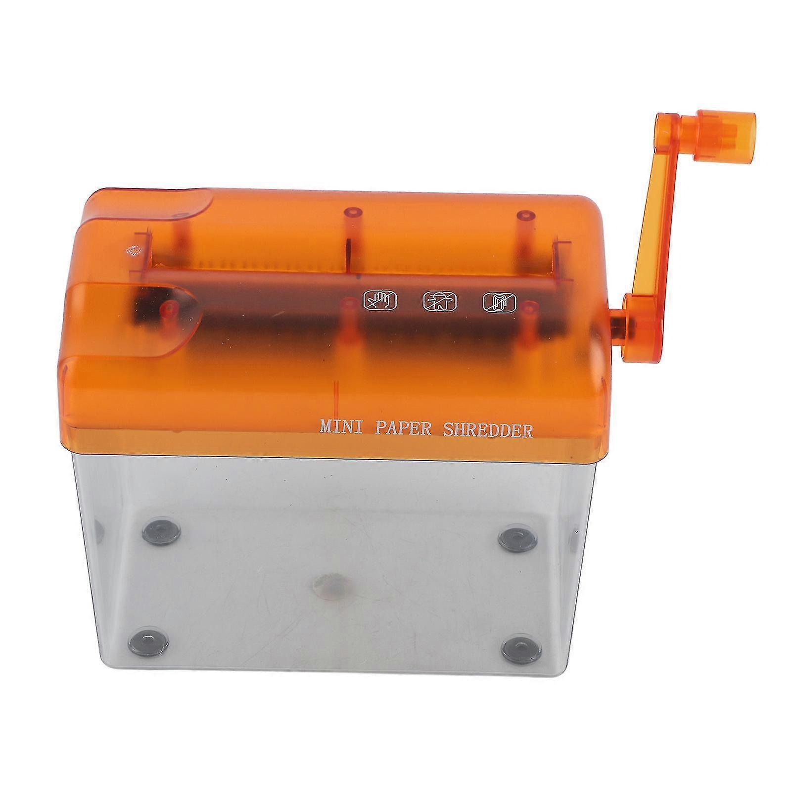 Orange Portable Manual Paper Shredder - Compact and Easy-to-Use Hand Crank Shredder for Office and Home