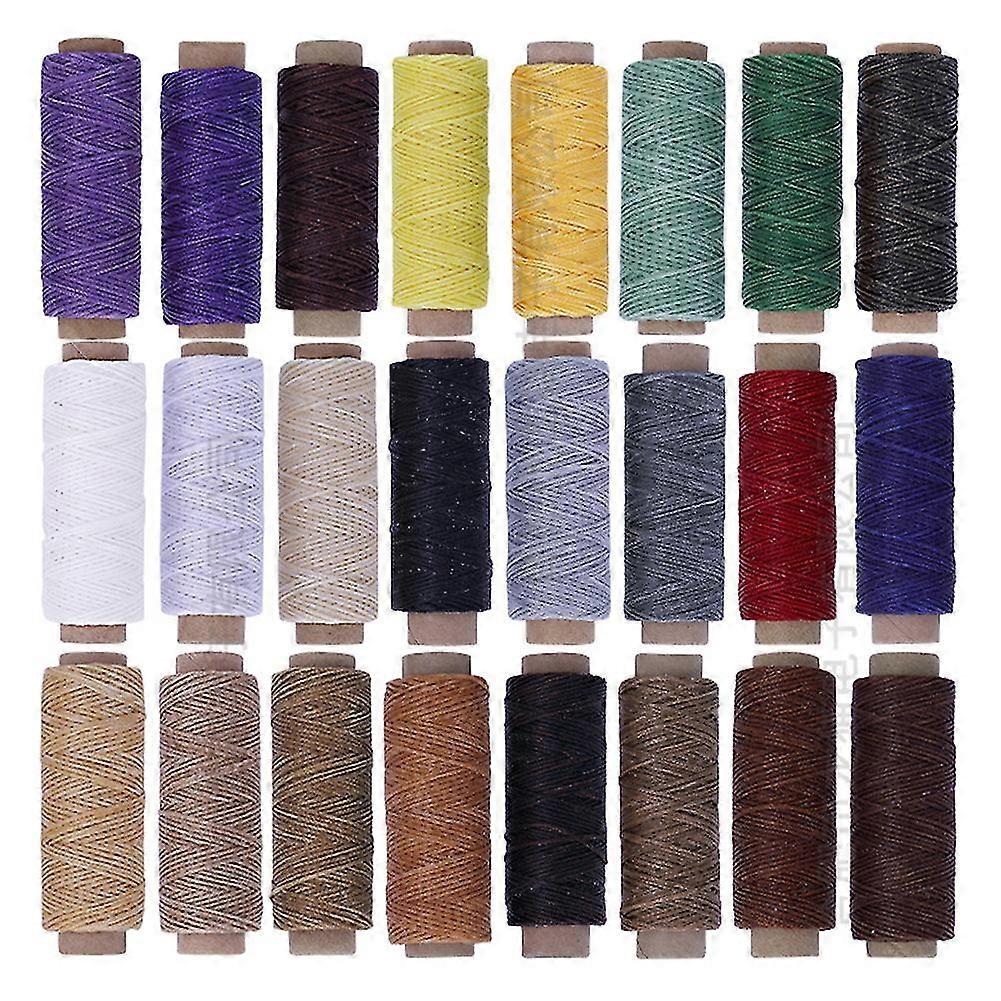 Waxed Thread for Leather Craft - 24 Colors, Handmade Flat Stitching Cord