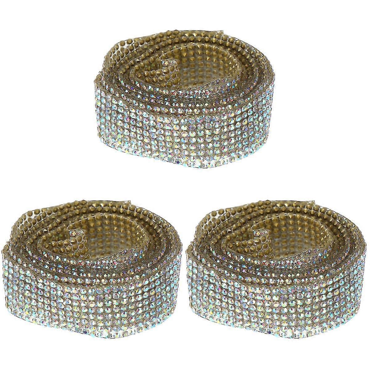 3 Rolls Of Rhinestone Wraps Crystal Sparkling Tape Crystal Rhinestone Banding Belts-yyc