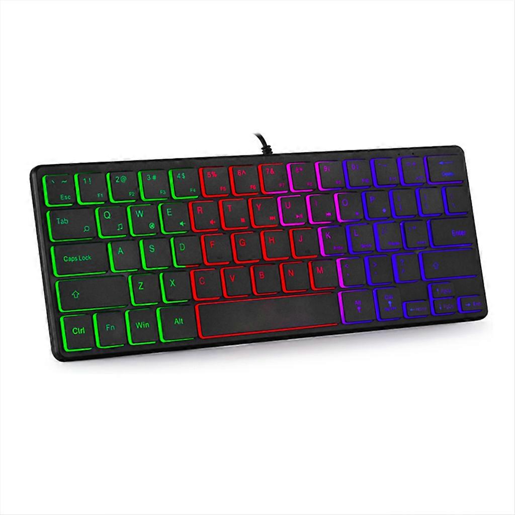 USB Wired Gaming Keyboard Compact 64 Keys Portable Gaming Office Mute Keyboard