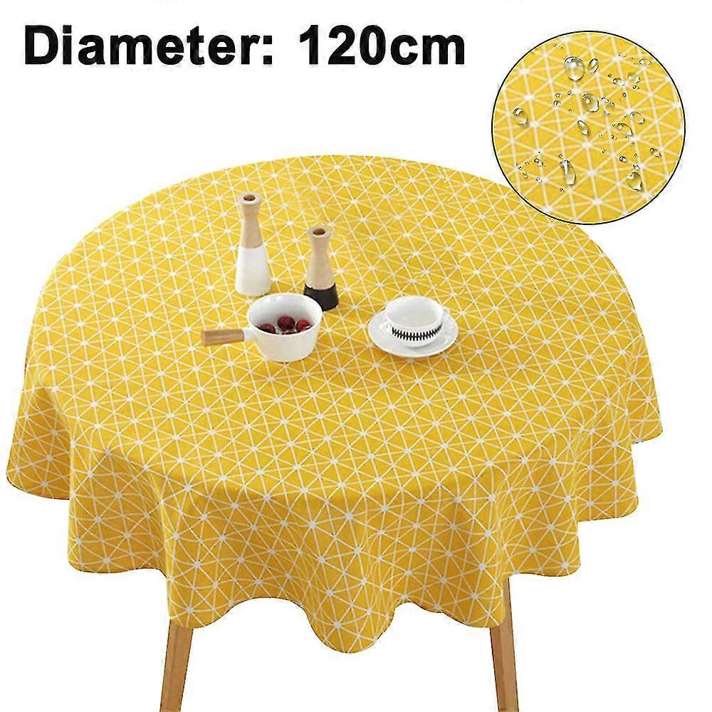 Round Shape Tablecloth Wrinkle Free Anti-fading Tablecloths Cover