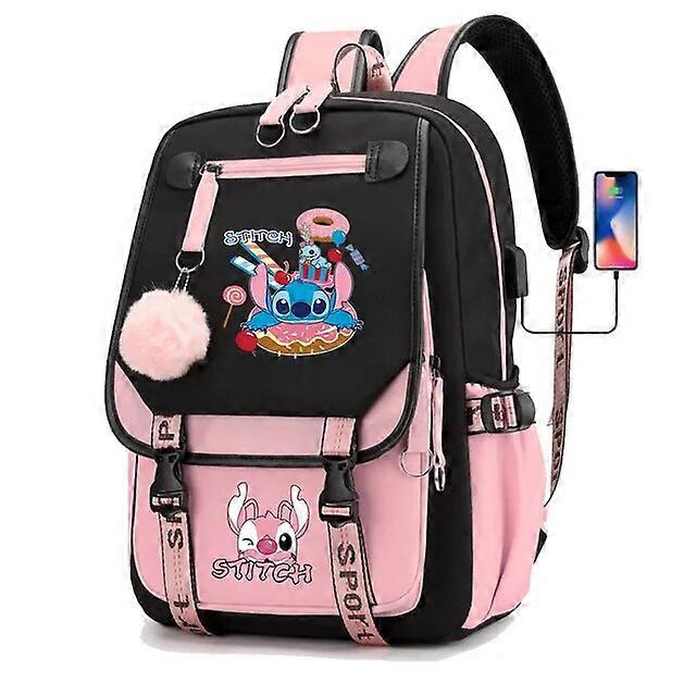 Stitch Boys Girls Kids School Book Bags Women USB Bagpack Teenagers Canvas Travel Student Backpack Backpacks