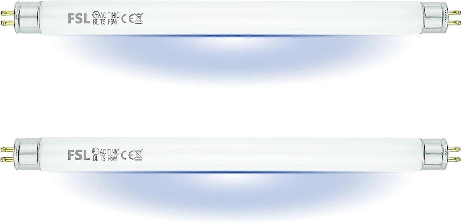 2-Pack T5 F6W Fly Killer Replacement Bulbs - UV Tubes for 12W Fly Insect Killer/Bug Zapper