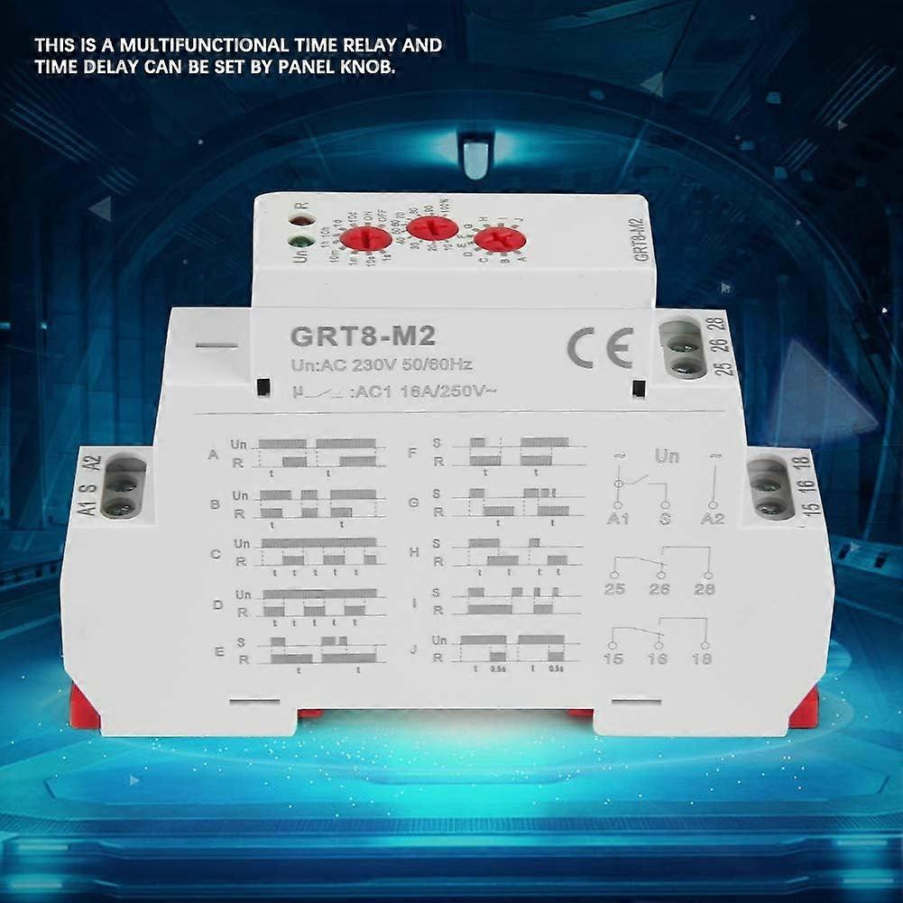 GRT8-M2 AC 220V 10 Function Multifunction Timer Relay for DIN Rail Mounting