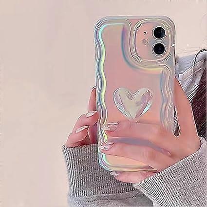 iPhone 13 case with laser pink heart decor, Sunny Multi