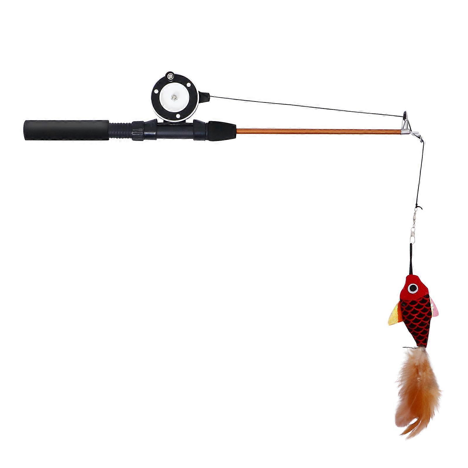 Interactive Cat Teaser Wand Extendable Pet Teasing Stick with Simulation Fish