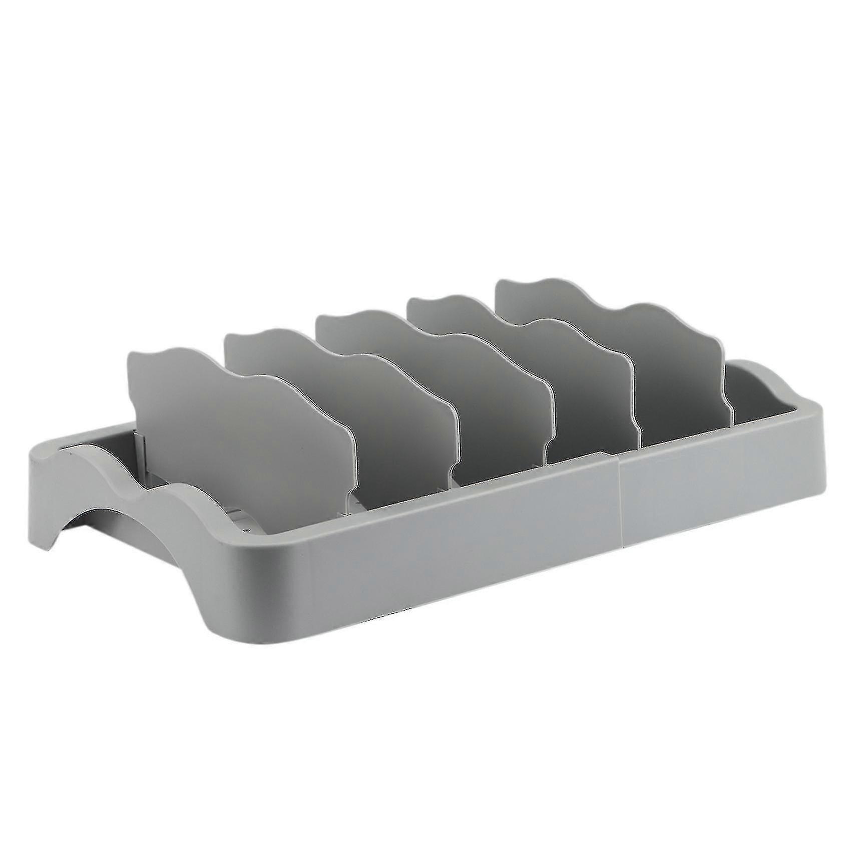 Food Container Lid Organizer, Expandable With Dividers Gray