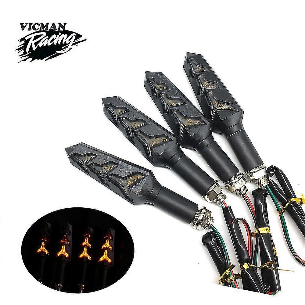 2pcs Motorcycle Water Flowing Led Turn Signals Blinker Lights Built Relay Bendable Tail Flasher Indicator Lamp