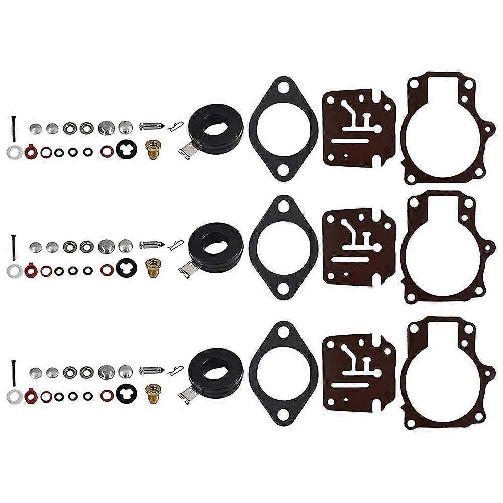 3 X Carburetor Carb Rebuild Repair Kit And Float Fit For Johnson Evinrude 396701 65 70 75