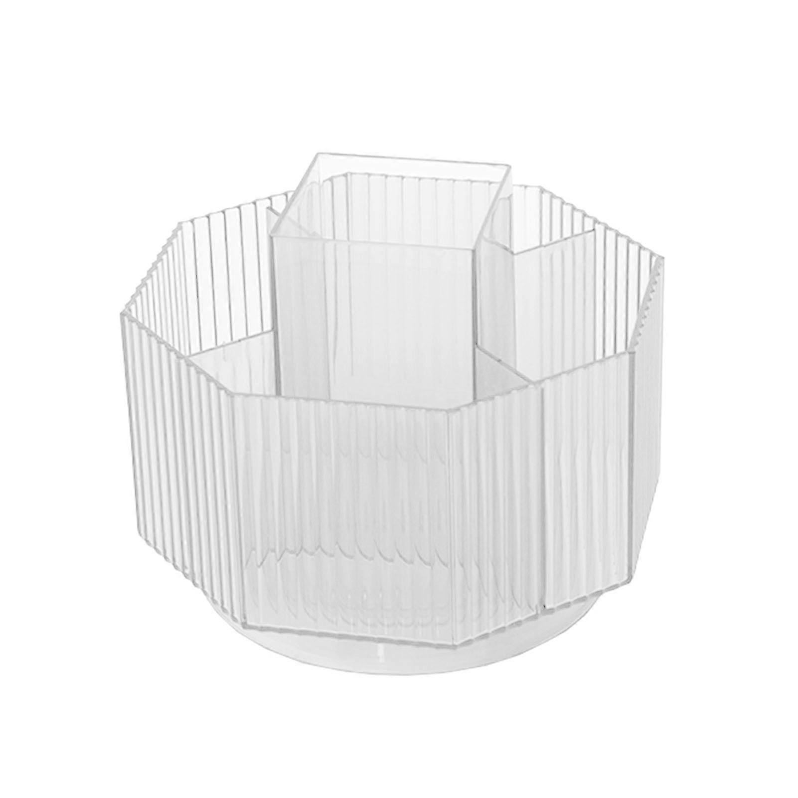 Desktop Pen Holder Large Capacity Transparent Visible Design Multi-compartment Smooth Edge Pen Makeup Brush Holder Rotating Organizer Box School Suppl