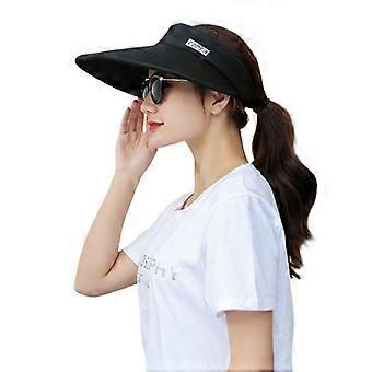 Womens Zomer Ultra-grote Brede Rand Kleur Blok Voor Zonneklep Hoed Letters Printe