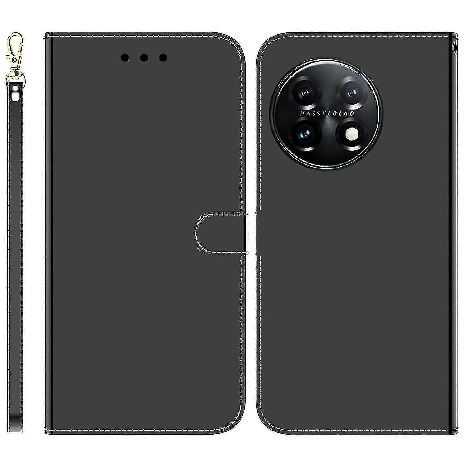 For Oneplus 11 5g Mirror-like Surface Phone Case Stand Wallet Pu Leather Shockproof Cell Phone Cover