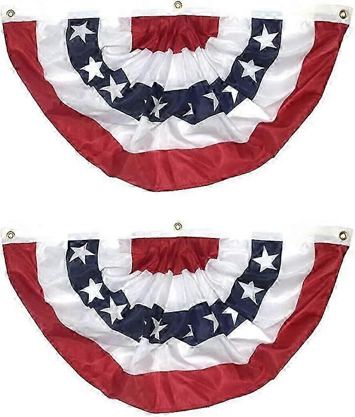 1.5x3 FT USA Pleated Fan Flag - US American Pleated Fan Flag - Bunting Half Fan Fully Pleated Poly - Bright Colors and Anti - Fading Materials - Pack