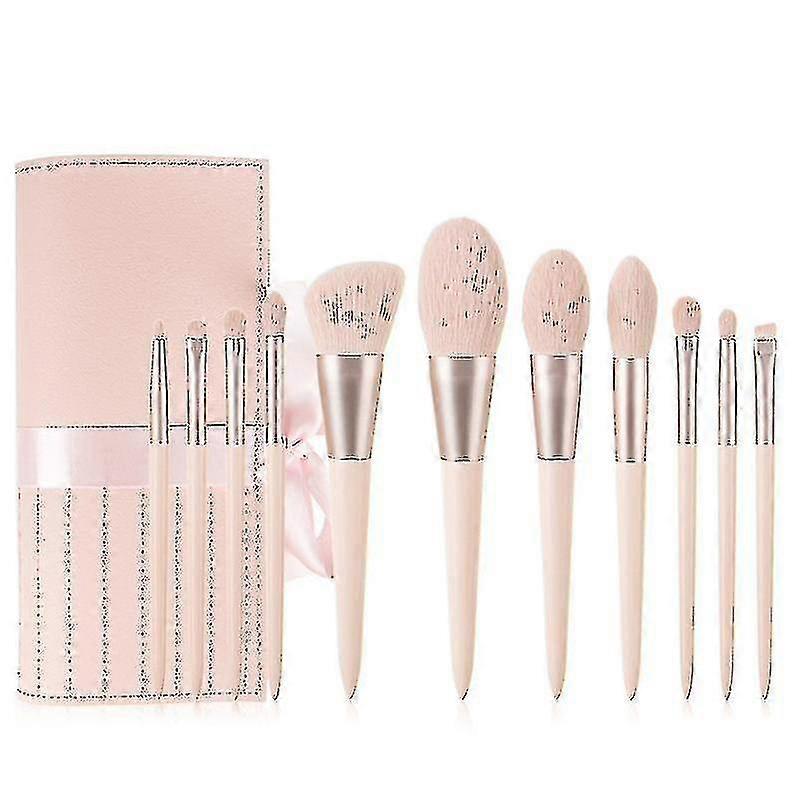 11-piece Pink Makeup Brush Barreled Set