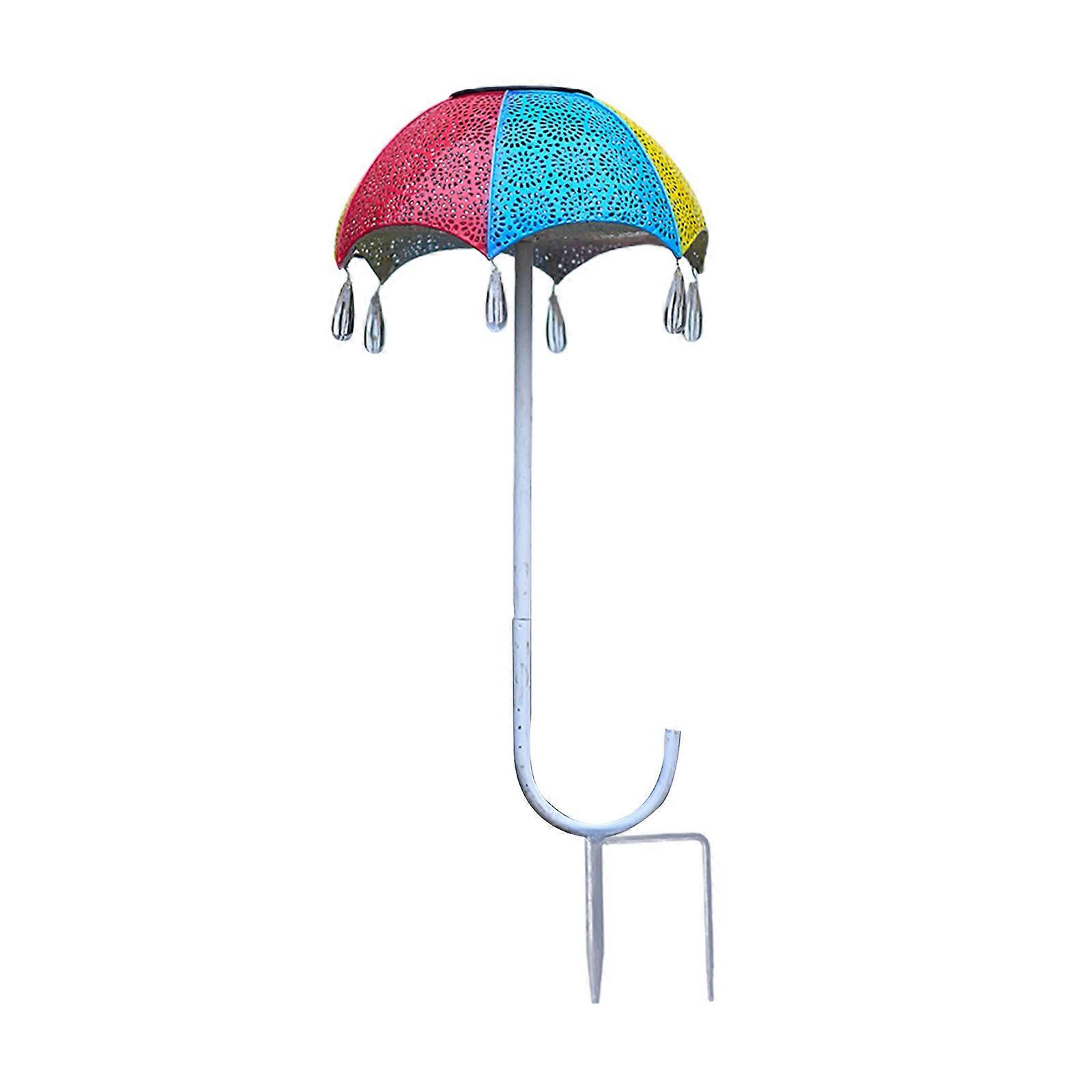 Solar Umbrella Light Wrought Iron Hollow Projection Landscape Stake Lamp