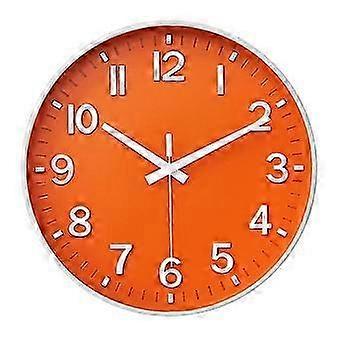 Wall Clock 12 Inch Silent  Clock for Living Room(Orange)