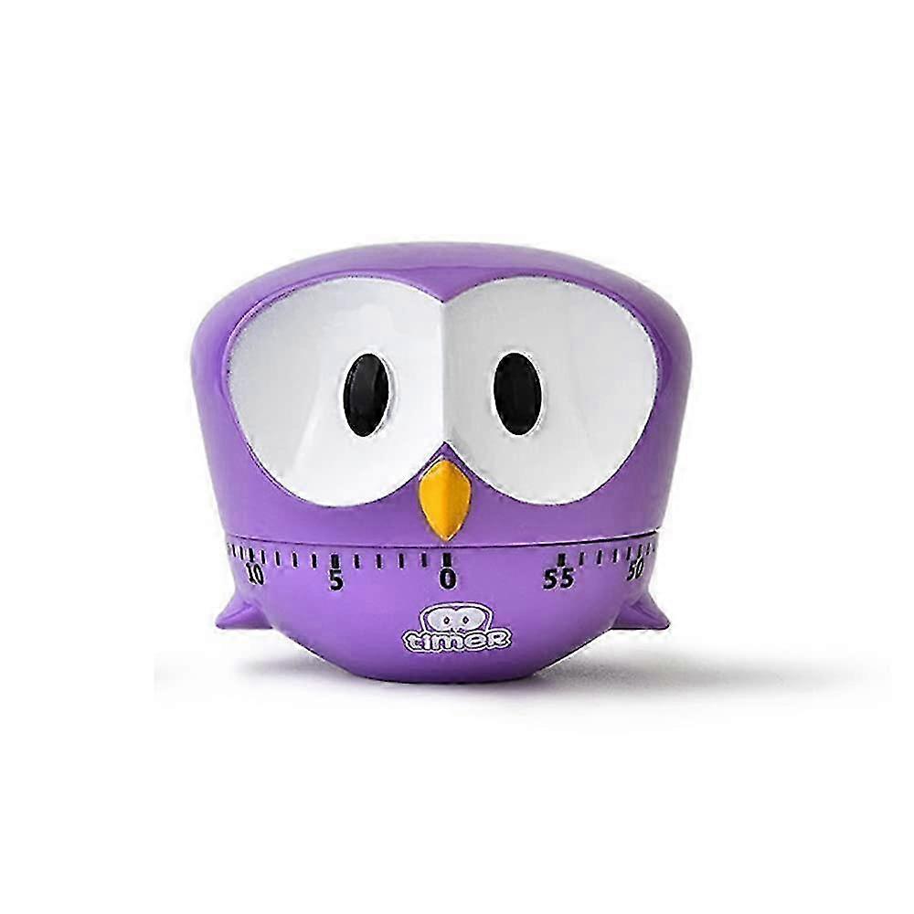 Purple Owl Mechanical Kitchen Timer, 60-Minute Wind Up Dial 360 Rotating, Cute Timer for Cooking/Reading