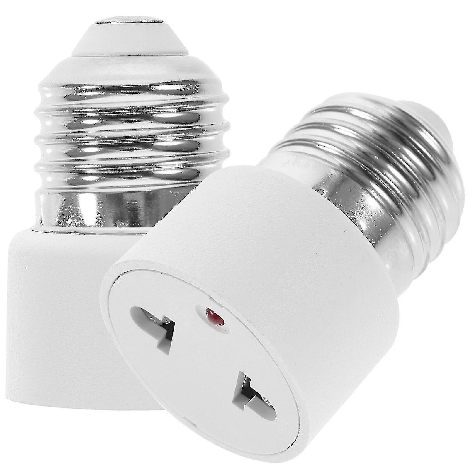 2pcs Light Socket To Plug Adapter E27 Socket To 2-prong Light Socket Outlet - JA